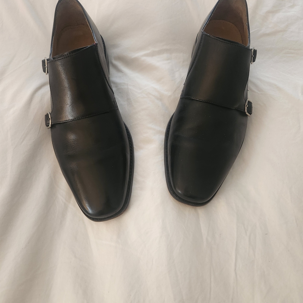 Cole Haan Black Leather Double Monk Strap Oxfords 11.5